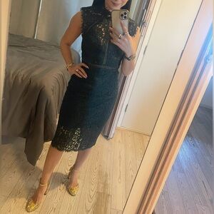 Bardot dark green lace dress